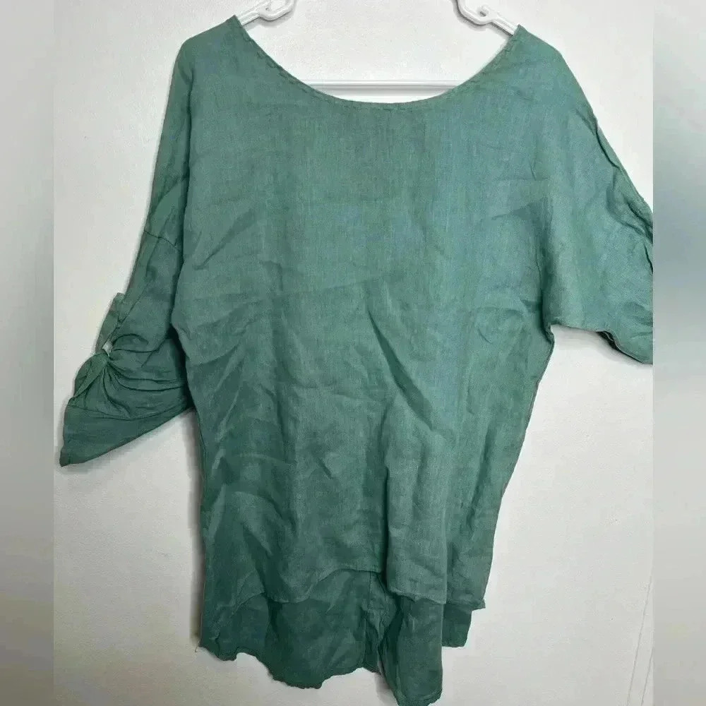 Terzo Millennio 100% Linen Blouse Size Small